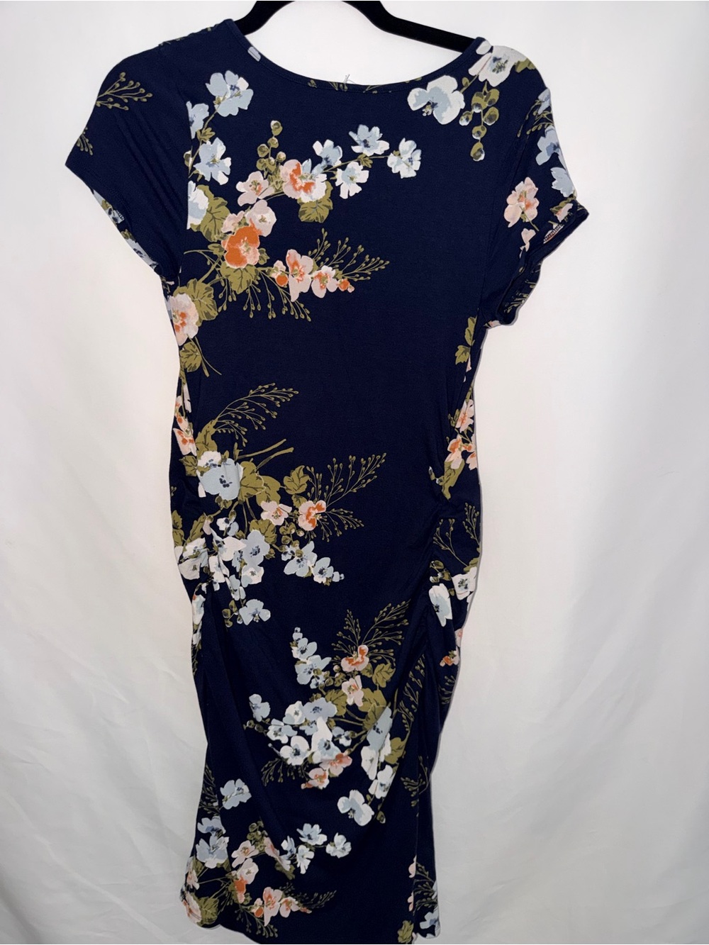 Isabel Maternity by Ingrid & Isabel Navy Floral Midi Dress with Blush Accents